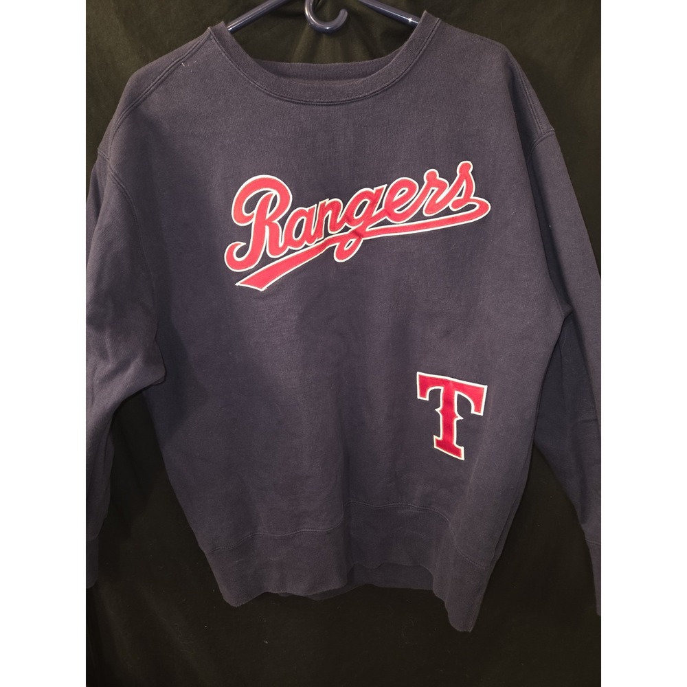 Majestic‎ Texas Rangers Sweatshirt Vintage 90's 1990 Navy Men's Size Large MLB